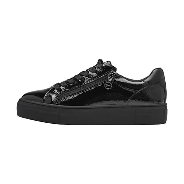 Tamaris Low Leather Sneaker - Patentsvart - Dam - Snören - Platta Svart lack 41