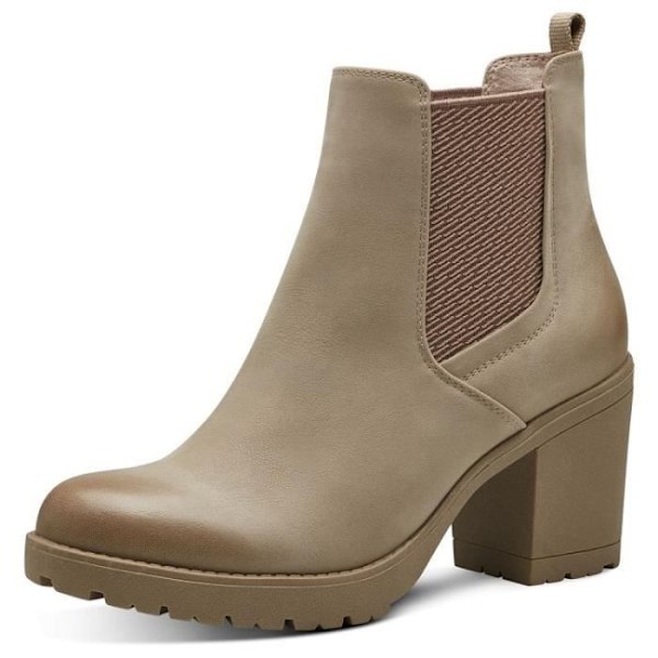 Ankelstøvler til kvinder - MARCO TOZZI - 2-25414-4 - 5 cm firkantet hæl - Snørebånd - Beige Beige 38