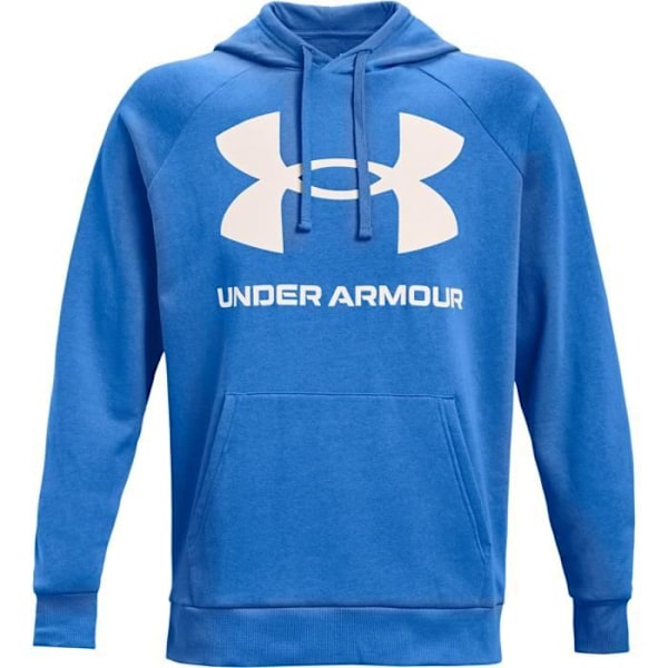 Under Armour Rival Fleece hættetrøje med stort logo - lys blå/hvid - M Strålande blå/vit XL