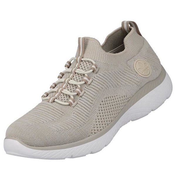 Rieker Knitup Sneaker - Dame - Beige - Hjemmesko - Elastiske snørebånd - Enestående komfort Beige 38