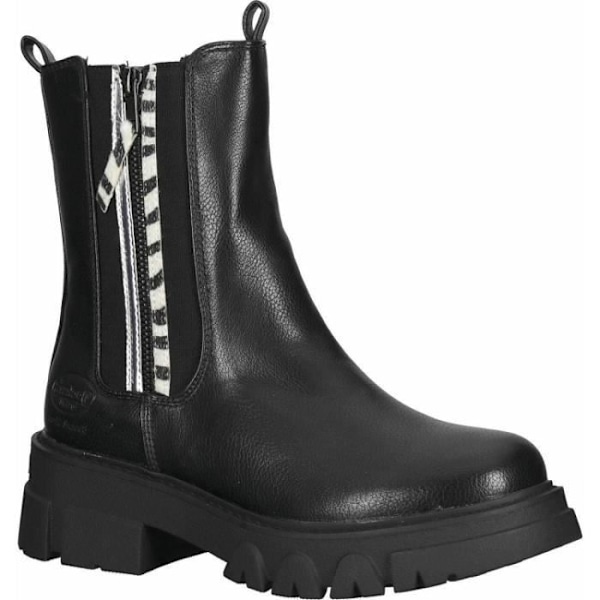 Ankelboots dam - Dockers by Gerli - 49PU - Fyrkantig klack - Svart konstläder - Foder med djurtryck Svart 37