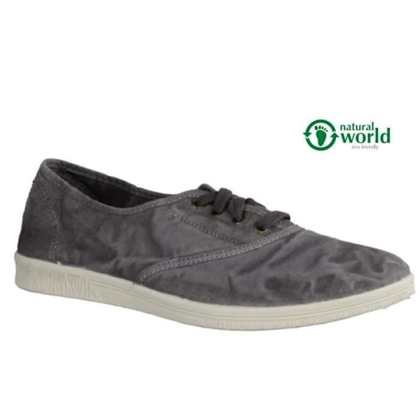 Natural World elastisk kanvas sneakers Grå 102E / 623 kvinde - NATURAL WORLD - Tekstil - Grå - Kvinde - Snørebånd - Flade Grå 39