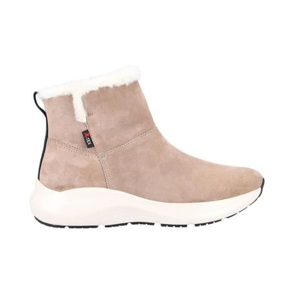 Dame ankelstøvler - RIEKER 42170 - Beige læder - 4 cm flad hæl - Lynlås lukning - Rund tå Beige 39