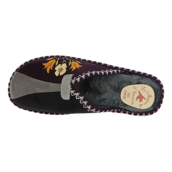 Dametøfler - MAISON DE L'ESPADRILLE - Model 4225-1 - Overdel i flerfarvet fløjl - 4 cm kilehæl Bordeaux 38