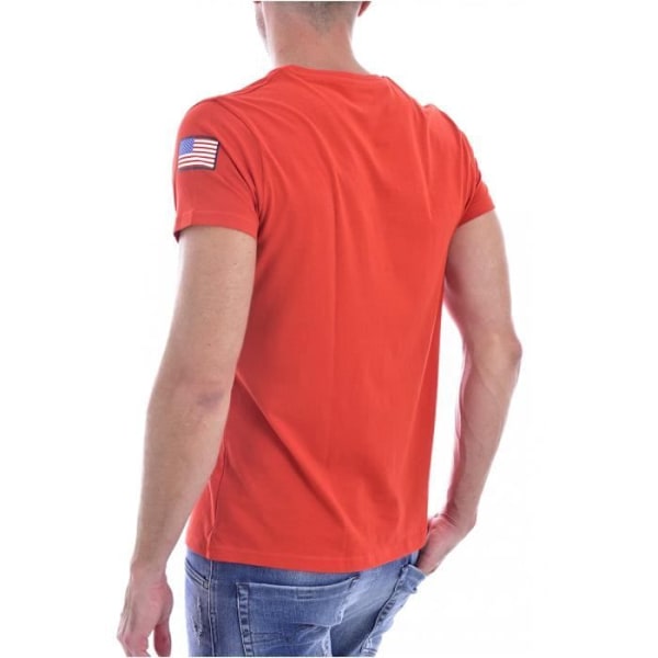 Flag-T-shirt med tryk - NASA - Mænd - Korte ærmer - V-hals - Rød - 100 % bomuld Röd S