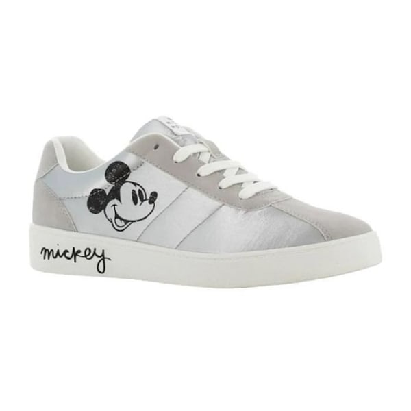 LEOMIL DISNEYMICK sneakers - LEOMIL - Mickey Mouse licens - Flad hæl - Sølv hvidt læder - Snørebånd Pengar 36