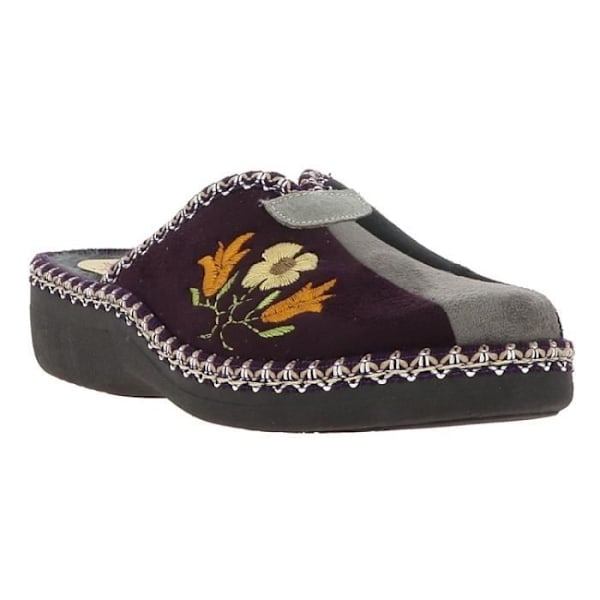 Dametøfler - MAISON DE L'ESPADRILLE - Model 4225-1 - Overdel i flerfarvet fløjl - 4 cm kilehæl Bordeaux 37