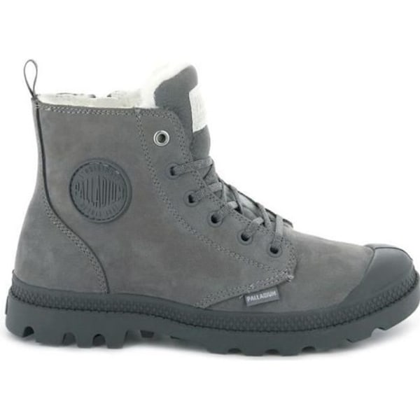 Palladium PAMPA HI ZIP WL pälsfodrade ankelstövlar - Dam - Grå - Läder - Snören - Gummi tåhätta Grå 41