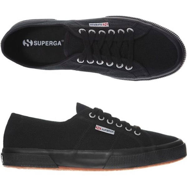 SUPERGA 2750 Mixed Black Sneakers - Textil Canvas - Gummisula - Snören Svart 36