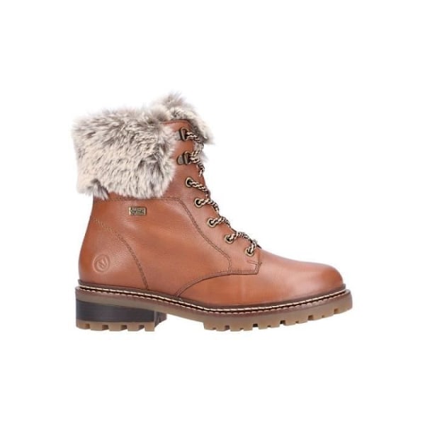 REONTE D0B74 ankelboots för kvinnor - Brun - Läder - 4,5 cm platt klack - Dragkedja kastanj 38