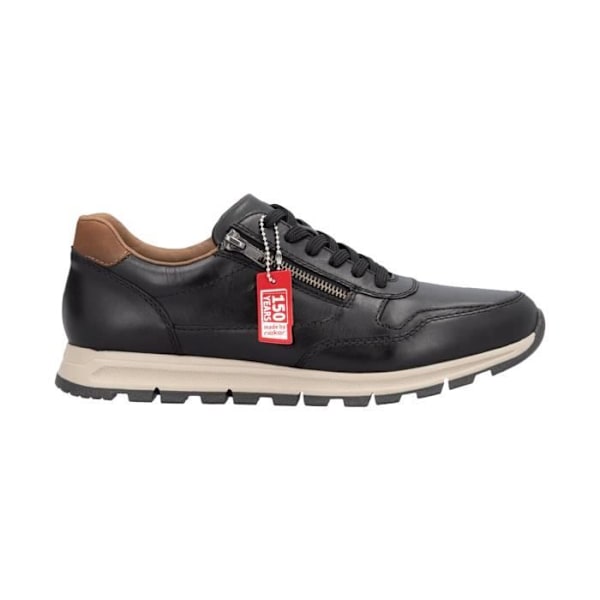 Rieker Auxere Low Leather Sneaker - Svart - Herr - Snören - Platta Svart 40