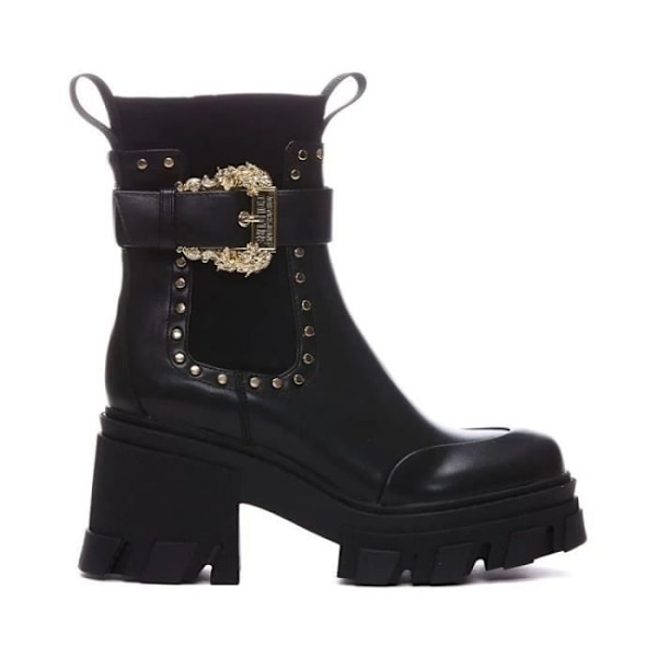 Dame ankelstøvler - VERSACE JEANS - Sort - 7 cm kilehæl - Stramningsspænde Svart 40