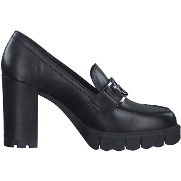 Dame loafers - TAMARIS 2444239 - Sort læder - 9 cm blokhæl - Rund tå Svart 41