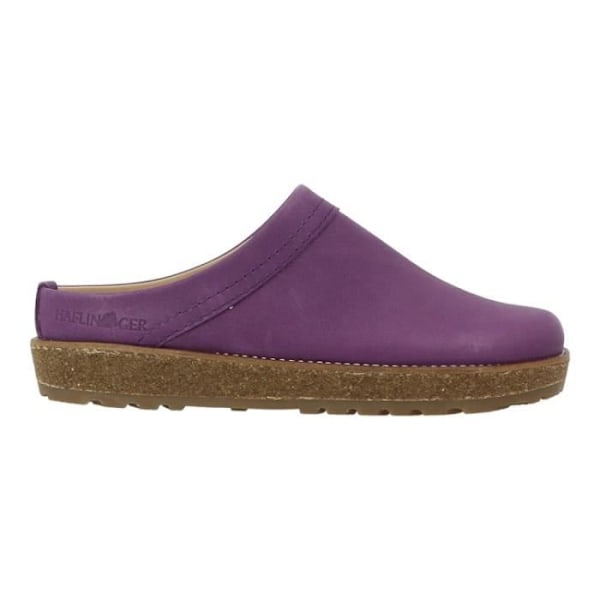 Lila lädermulor för kvinnor - HAFLINGER TRAVELCLASSIC H - 2 cm platt klack - slip on - rund tå - 36