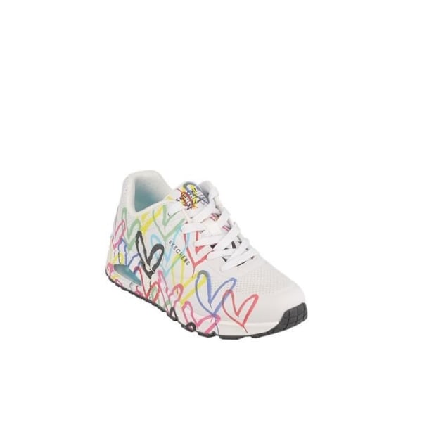 Damesneakers - SKECHERS - Uno Spread The Love Heart Print - Snørebånd - Hvid - Tekstil Vit 36