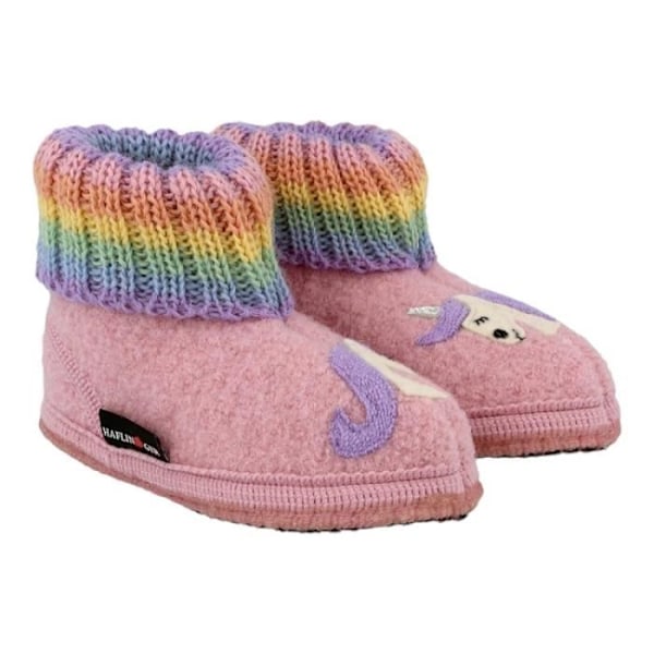 Tofflor och tofflor - HAFLINGER - HUTTENSCHUH FAIRY TALE - Rosa - Platt klack - Ullkomfort Rosa 29