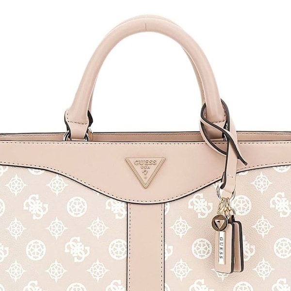 GUESS Håndtaske gammel rosa hvid til kvinder - Dorys Luxury Satchel Sand Logo 293256 gammalrosa, vit