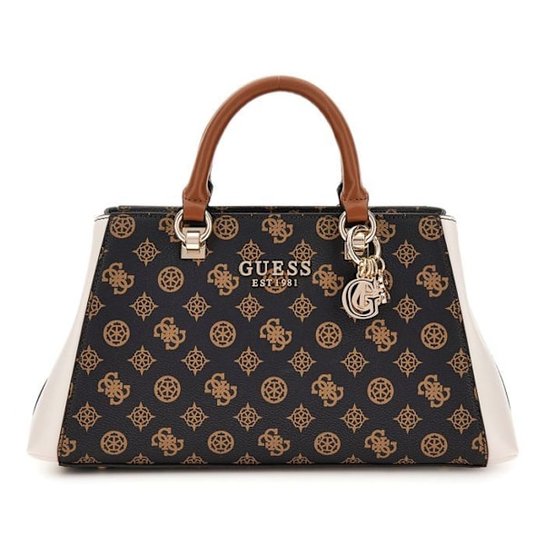 GUESS Mörkbrun Ljusbrun Handväska för kvinnor - Evelune Girlfirend Satchel Mocha Logo Multi 280328 mörkbrun, ljusbrun, beige