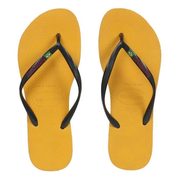 HAVAIANAS Unisex Slim Brasil logotyp Gul/svart flip flops Gul 37