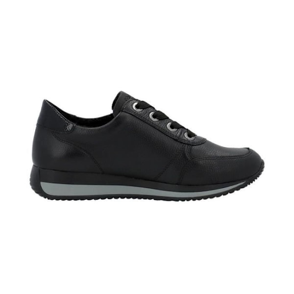 Sneakers dam - REMONTE D0H11 - Svart läder - 3 cm platt klack - Dragkedja Svart 39