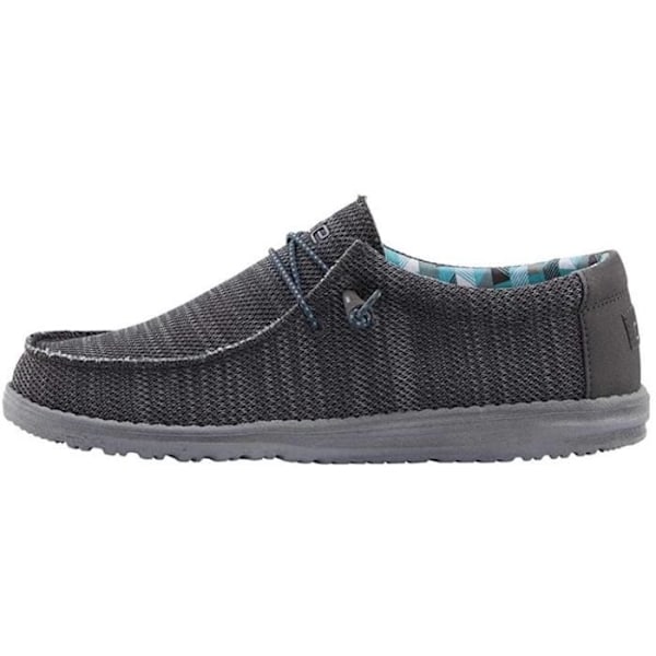 Hey Dude Wally Sox Charcoal Herresko - Tekstil Loafer - Bred pasform - Ridgelight-sål Antracit 40