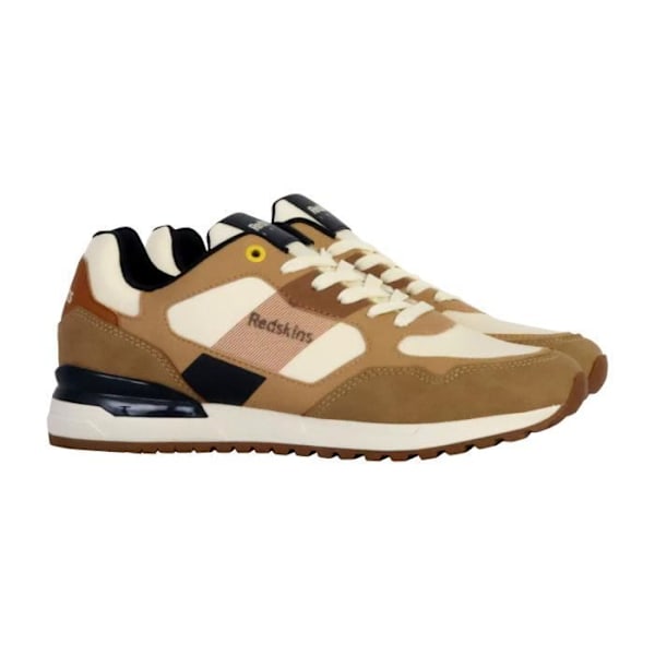 Lave sneakers til mænd - REDSKINS - Beige-Cognac-Navy - Læder - Flade snørebånd Beige-cognac-marinblå 44