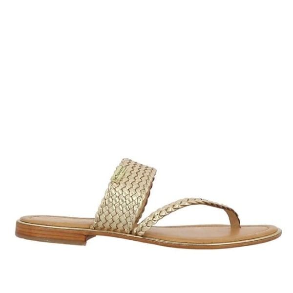 Les Tropeziennes HONIT Flip Flops för kvinnor - Guld - Läder - 1 cm platt klack - Öppen tå Guld 40