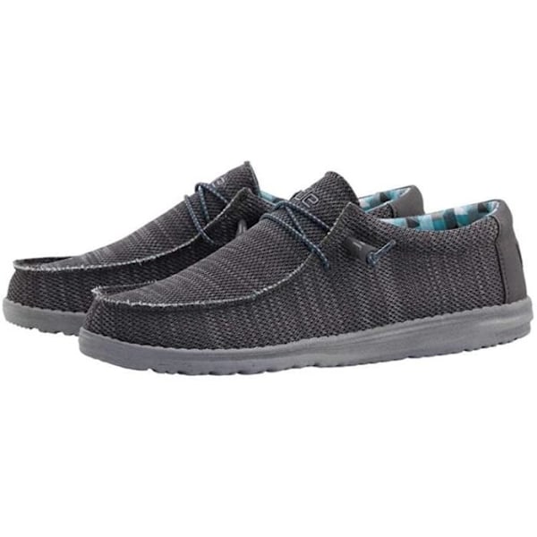 Hey Dude Wally Sox Charcoal Herrskor - Textil Loafer - Wide Fit - Ridgelight-sula Antracit 44