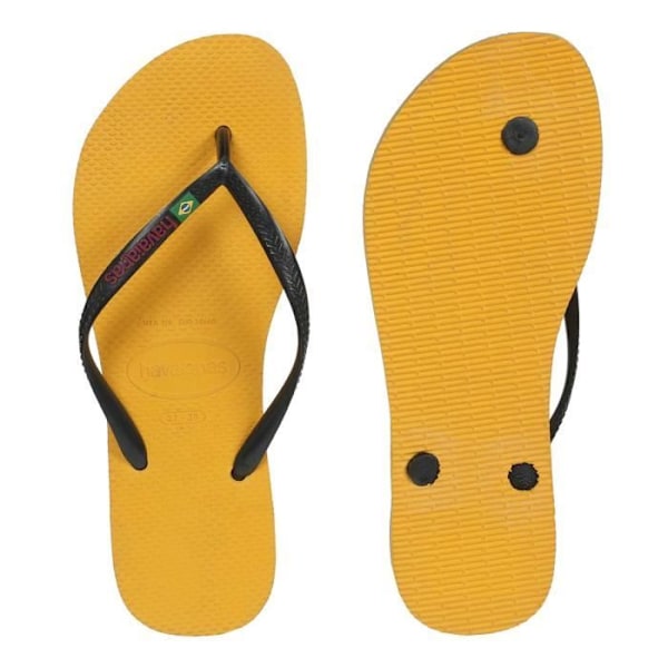 HAVAIANAS Unisex Slim Brasil logotyp Gul/svart flip flops Gul 39