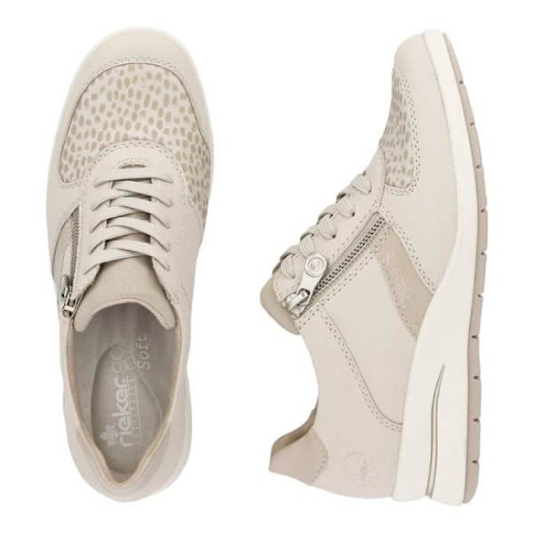 RIEKER sneakers - L4821 Beige - Kilehæl - Lynlåslukning - Fløjl, nubuck Beige 41