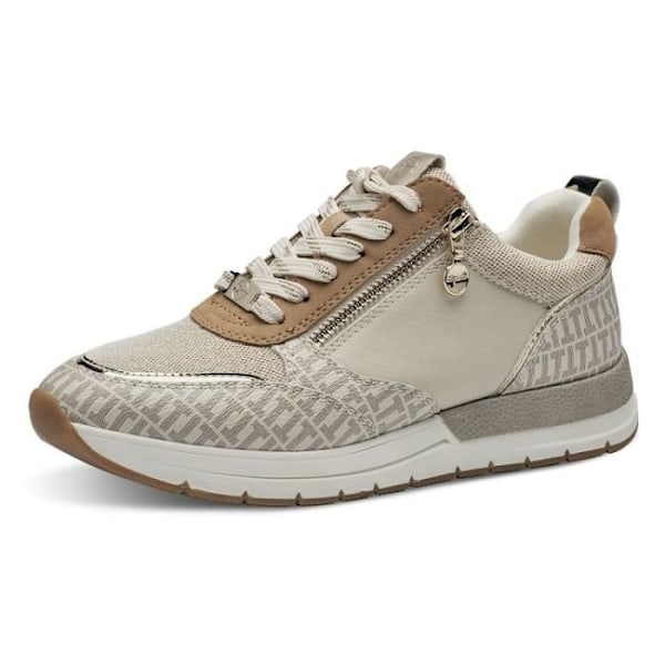 Dame sneakers - TAMARIS - 2373241 - Flad hæl - Lynlås lukning - Rund tå Beige 36