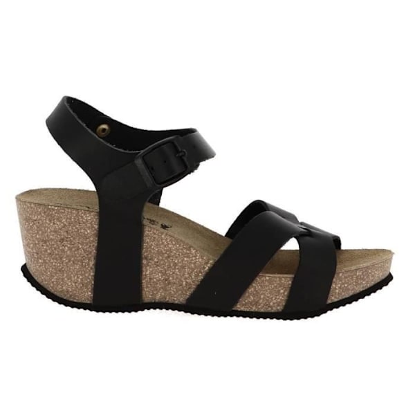 Kilsandaler - MAISON DE L'ESPADRILLE - 3547 - Smidigt och flätat läder - Svart - 7 cm klack Svart 39