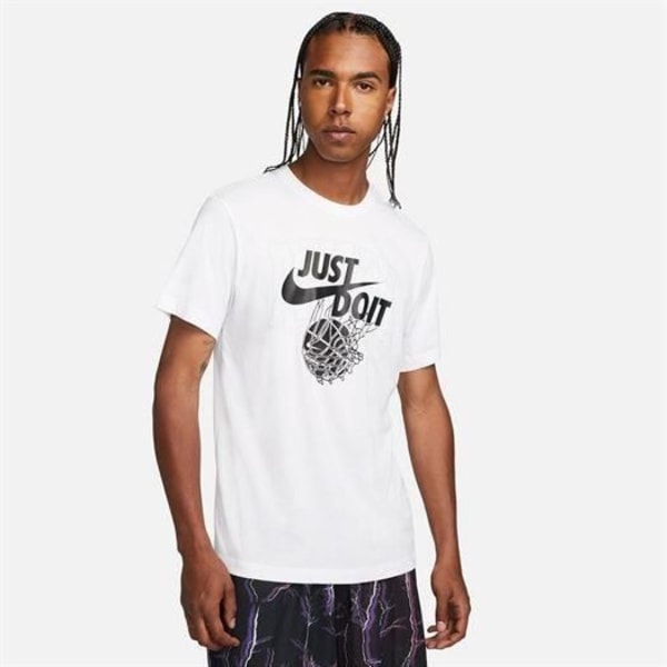 Basketball t-shirt - Nike - Just Do It - Mænd - Hvid - Korte ærmer Vit M