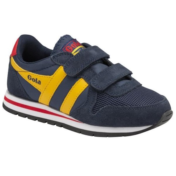 Gola Daytona Velcro børnesneakers - Marineblå/solgul/rød - Ruskind-Nubuck - Skrab Marinblå/solgul/röd 30