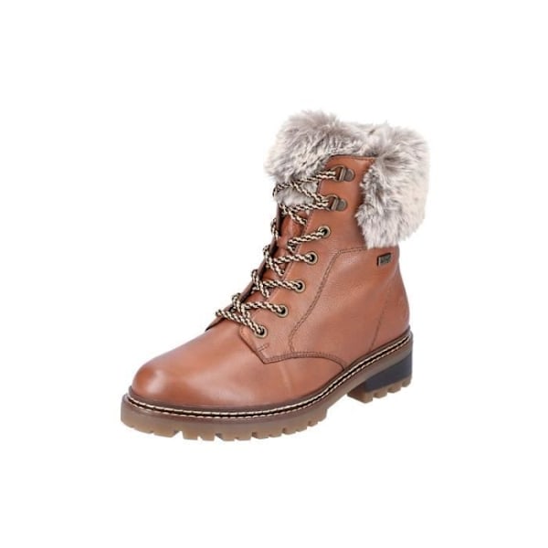 REONTE D0B74 ankelboots för kvinnor - Brun - Läder - 4,5 cm platt klack - Dragkedja kastanj 40