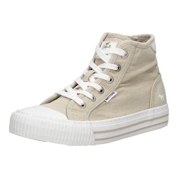 Dame sneakers - MUSTANG - 1420504 Beige - Flad hæl - Lynlås lukning - Rund tå Beige 36