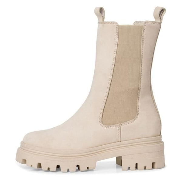 Dame ankelstøvle - Tamaris 25498 - Nubuck læder - Bred 4,5 cm hæl - Elastik lukning - Beige Beige 40