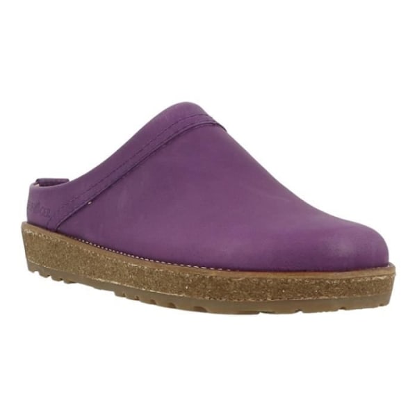 Lila lädermulor för kvinnor - HAFLINGER TRAVELCLASSIC H - 2 cm platt klack - slip on - rund tå - 39