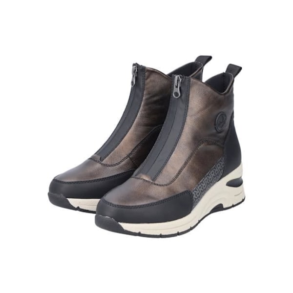 Rieker Kasanga High Top Læder Sneaker - Brun Combi - Dame - Lynlås - Kile Brun jumpsuit 41