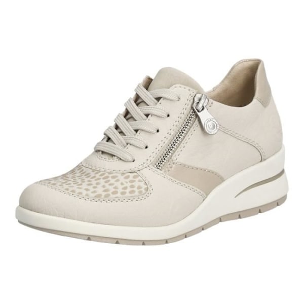 RIEKER sneakers - L4821 Beige - Kilehæl - Lynlåslukning - Fløjl, nubuck Beige 37