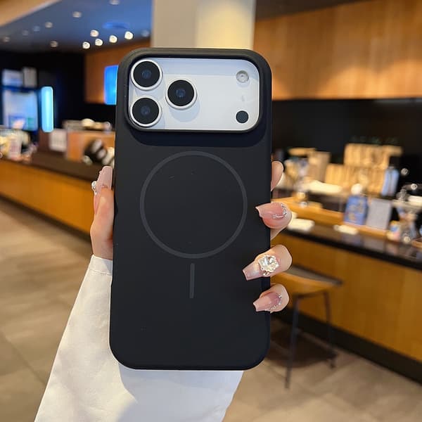 Etui til iPhone 17 Air Flydende Silikone Magnetisk Silikone Slank Profil Sort Noz29996
