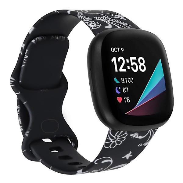 G G kompatibel med Fitbit Versa 3 Trykt Klokkereim, Størrelse: l