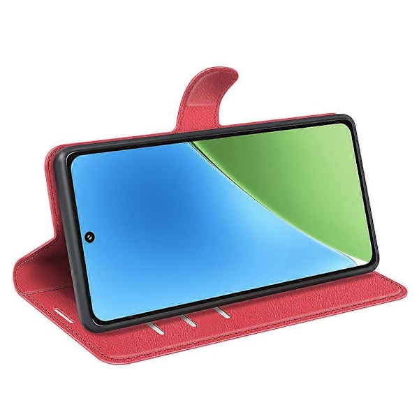 For Xiaomi 15 Deksel Litchi Tekstur Støtsikkert Lær Lommebok Telefondeksel Red