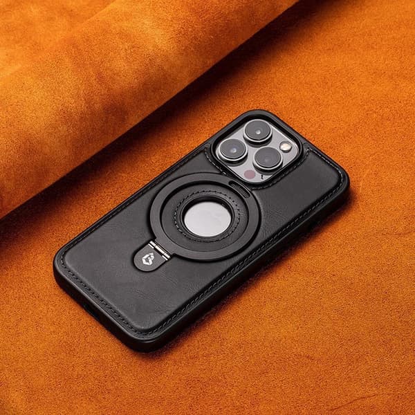 Etui til iPhone 16plus Noble Black Magnetisk Stand Læder