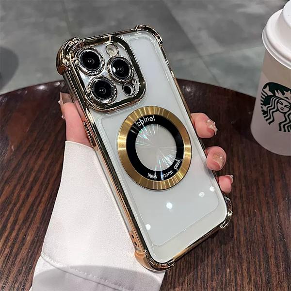 Etui til iPhone 14 E Clear Magnetic Clear Gold