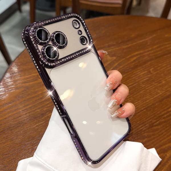 Etui til iPhone 16 E Diamond Accent Clear Lens Detail Klar Lilla