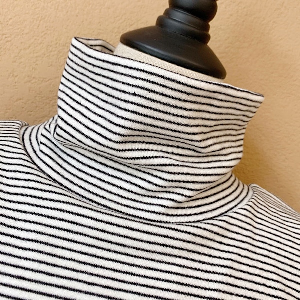 Dame falsk krave Aftagelig halv Efterår Vinter Indre Beklædning Strik Striped White