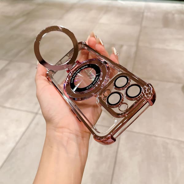 Etui til iPhone 13 galvanisert magnetisk stativ rosa Noz30660