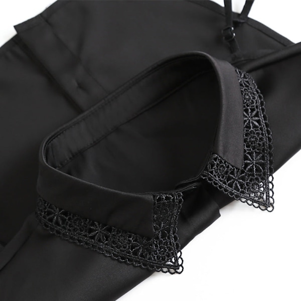 Dame falsk krave Plisseret Træøre Hvid Chiffon Skjorte Det White hollow-out collar