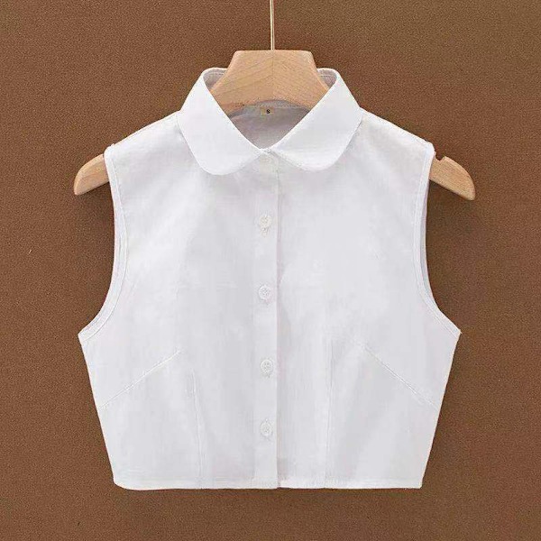 Falsk krage for kvinner, avtakbar spiss rund hals, moteriktig Vest white pointed collar S size